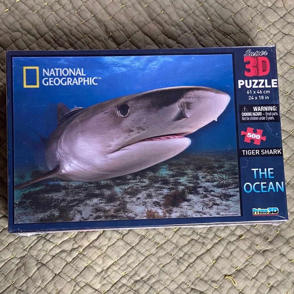 🏷️ National Geographic 3D 500 Pcs. Tiger Shark Puzzle Still Sealed Aged 6+ - Picture 2 of 11